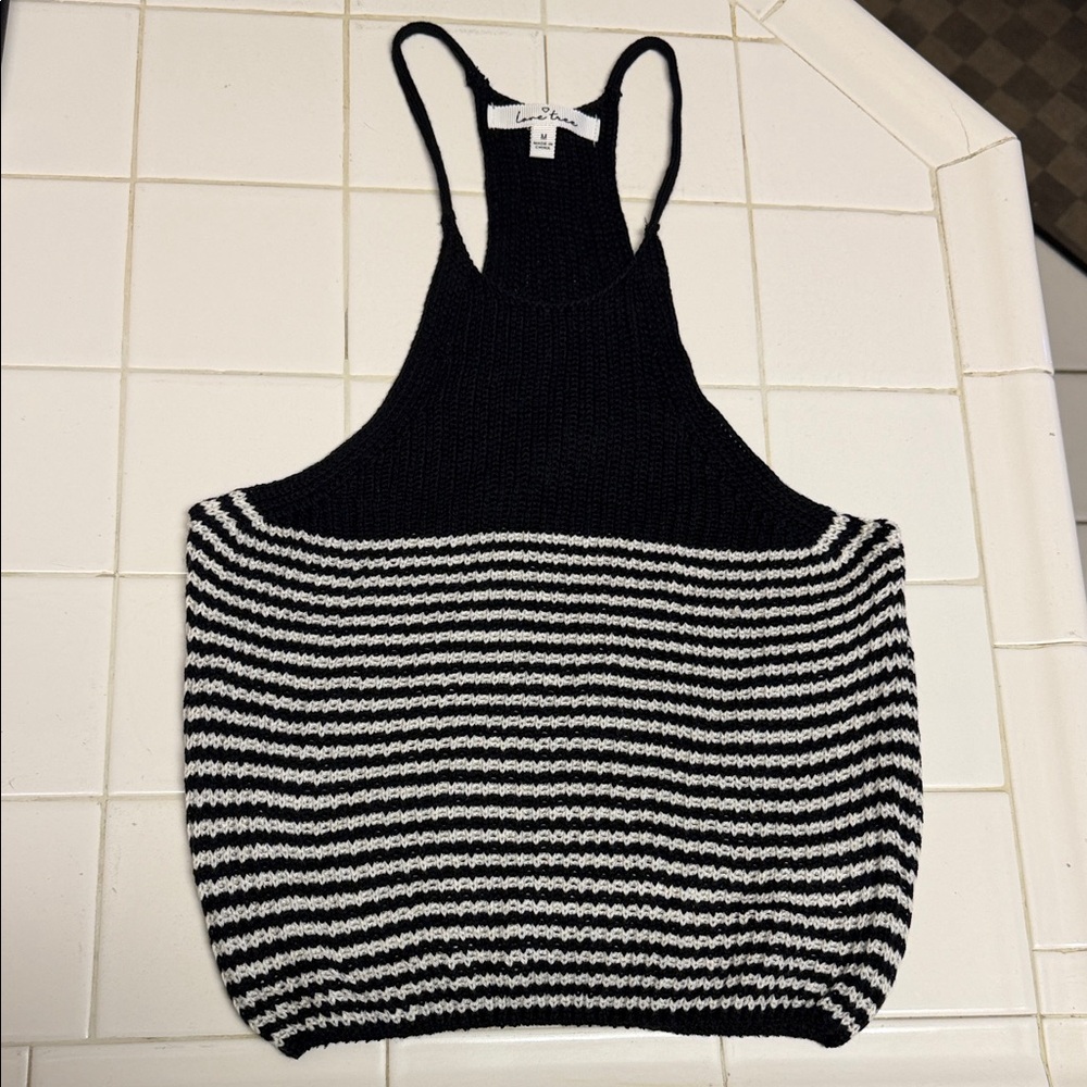 Forever 21 Black and White Knit Striped Tank Top